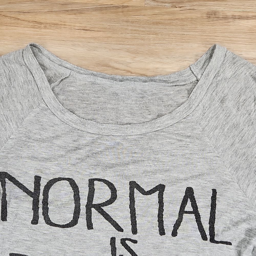 💜Ocasion Gray "Normal is Boring" 3/4 Sleeve Top Large - Picture 5 of 10